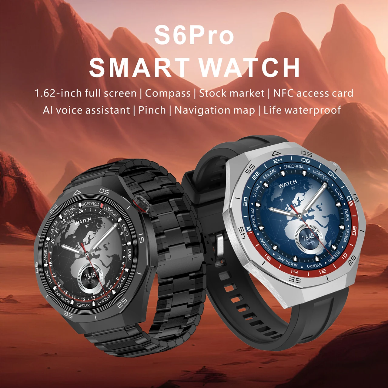 

Outdoor Blue Tooth Call Smart Watches Sports Fitness Heart Rate Monitor Music Compass Smartwatch Men Women NFC Map Navigation