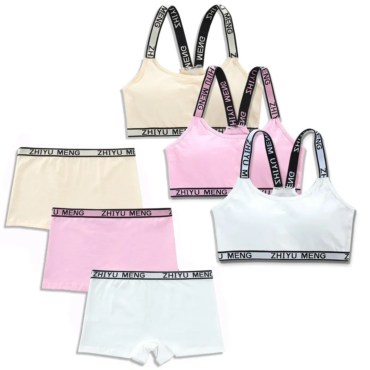 3sets/Lot Teens Girls Sports Bra Puberty Gym Underwear Wireless Teenager Set 8-14Y