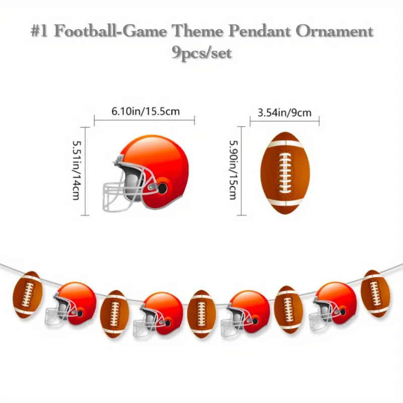 American-Football-Geburtstagsornamente und Anhänger für Fanpartys, Großveranstaltungen, Dekoration für den Spieltag, glückliche Zeit mit Familie und Freunden. – Detail 1