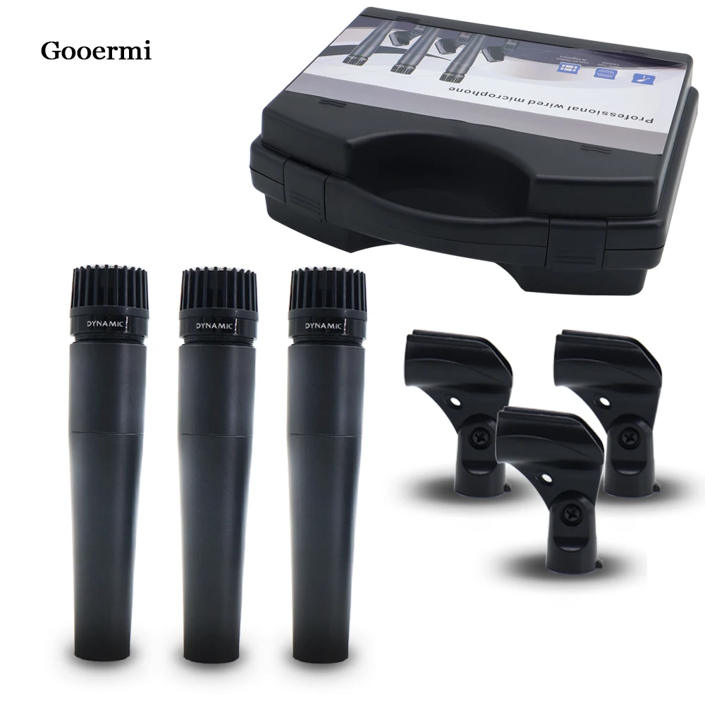 Gooermi SM57 Instrument Microphone Set Cardioid Dynamic Microphone Professional Wired Microphone For Karaoke Recording Vocal