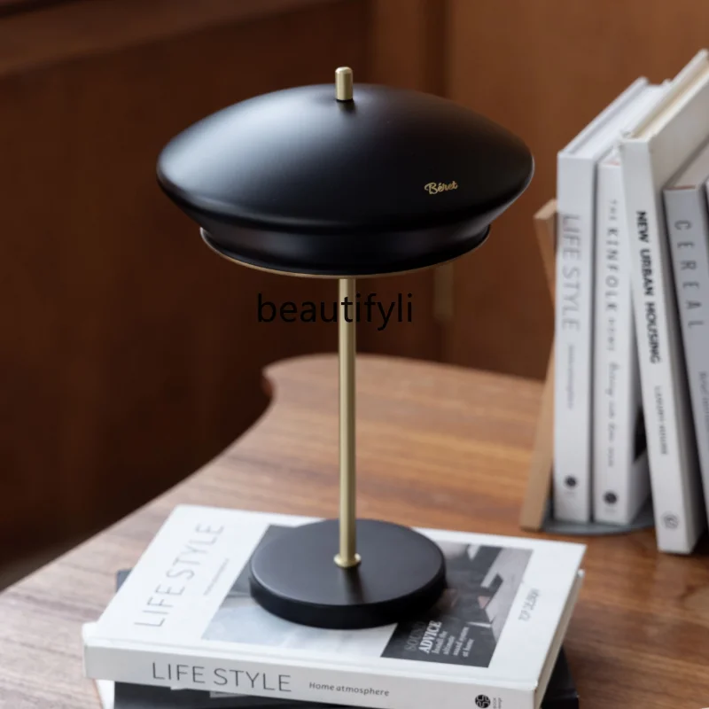 French Beret Lamp Retro Wireless Touch Charging Lamp Bedside Desk Bedroom