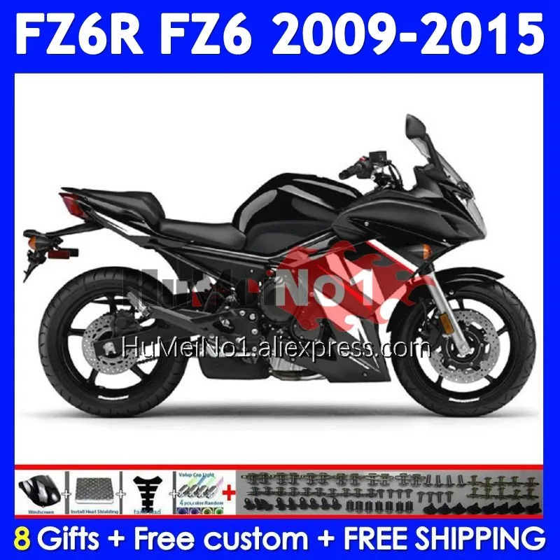 Body For YAMAHA FZ 6R FZ-6R FZ6 FZ6N 372No.18 FZ6R 09 10 11 12 13 14 15 2009 Gloss black 2010 2011 2012 2013 2014 2015 Fairing