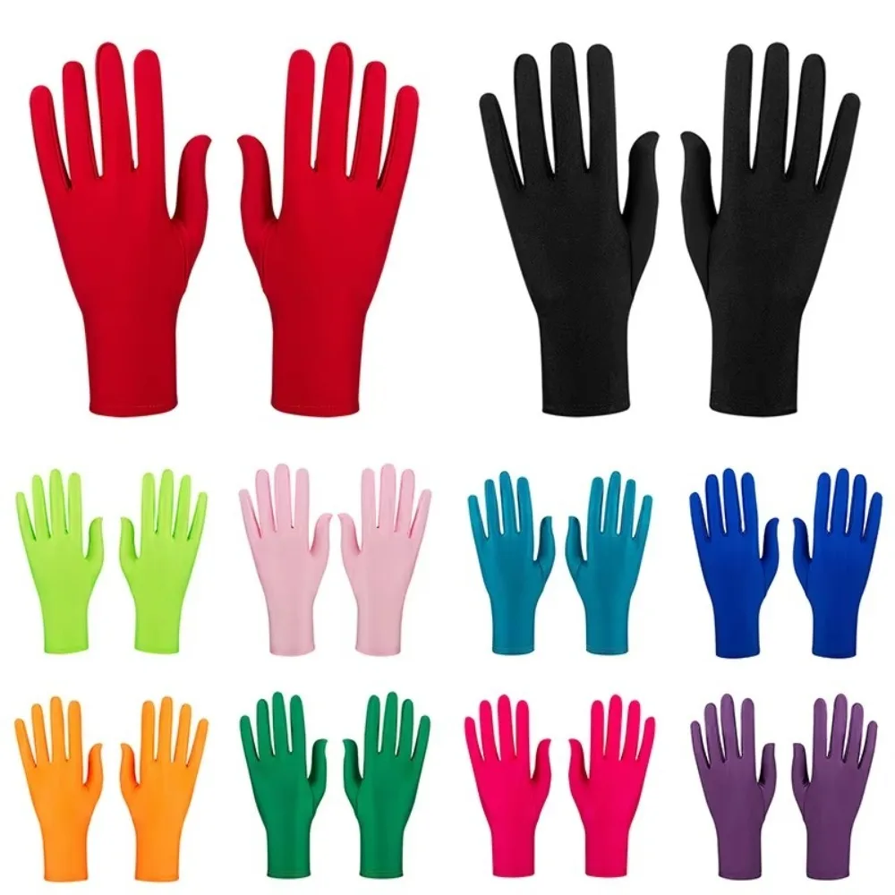 

New Party Dress Performance Gloves Full Fingers Spandex Mittens Solid Color Riding Driving Gloves Summer