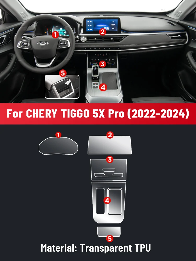 Anti-scratch Car Interior Center Console Media Dashboard Navigation TPU Protector Film For CHERY TIGGO 5X PRO 2022 2023 2024