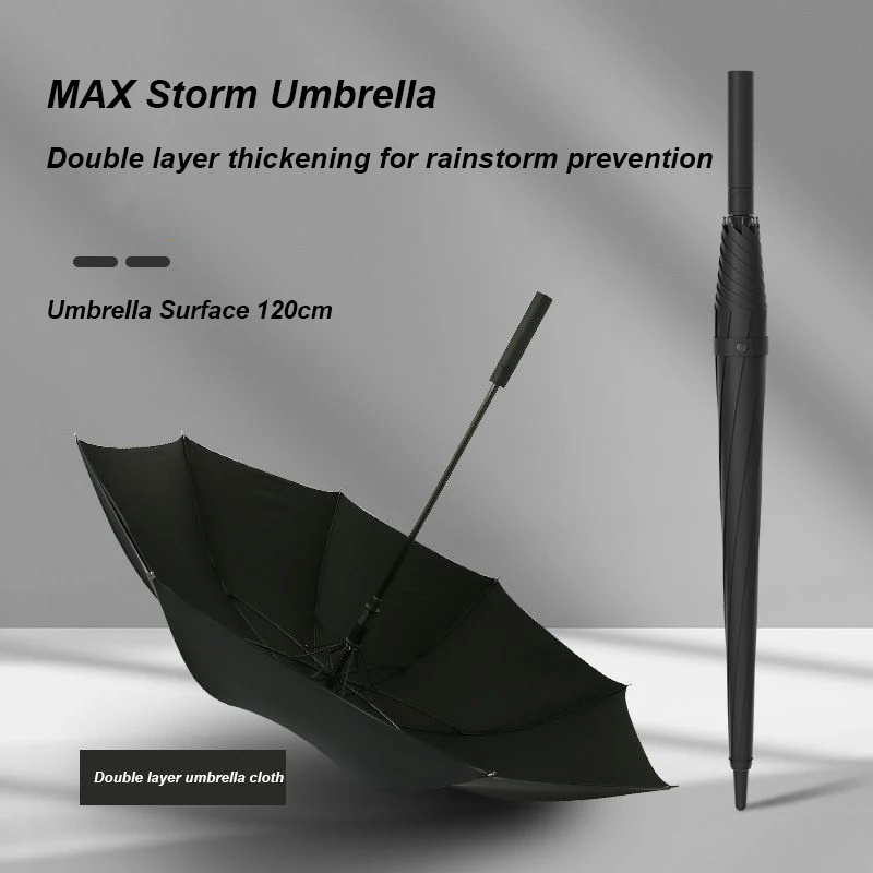 Double Layer Long Handle Umbrella for Men Women 8 Ribs Strong Windproof Large Business Umbrella Ladies Parasol Sturdy Durable