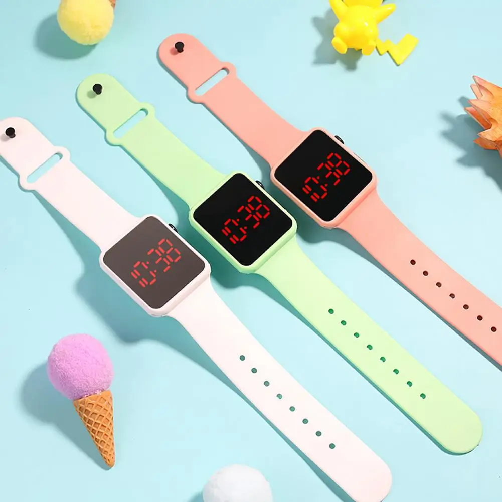 Reloj electrónico Digital para niños, pantalla grande, LED, cuadrado, reloj de pulsera, reloj deportivo para niños