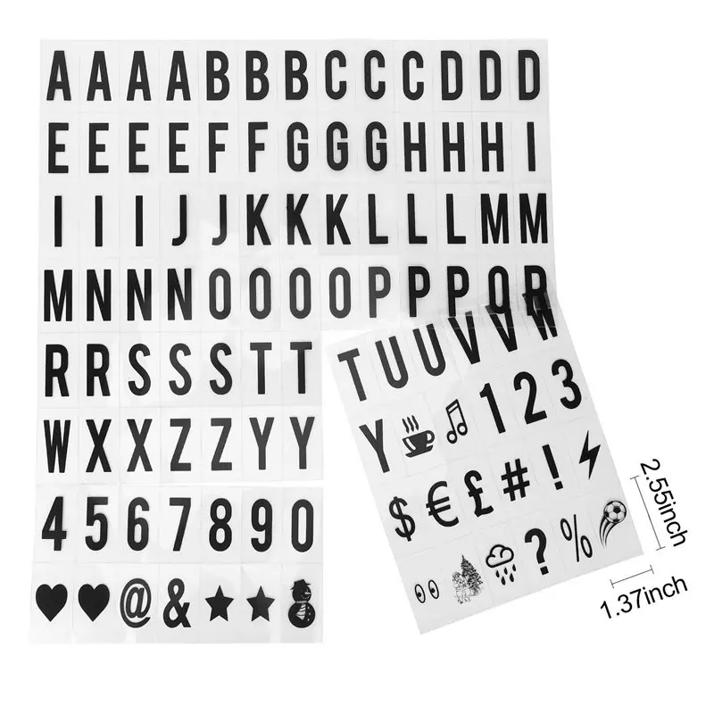 A93Z 1040Pcs Cinematic Lightbox Replacement Letters & Numbers Signs Black 65.4X35mm(LED Light Box Is NOT Included ) (Black)