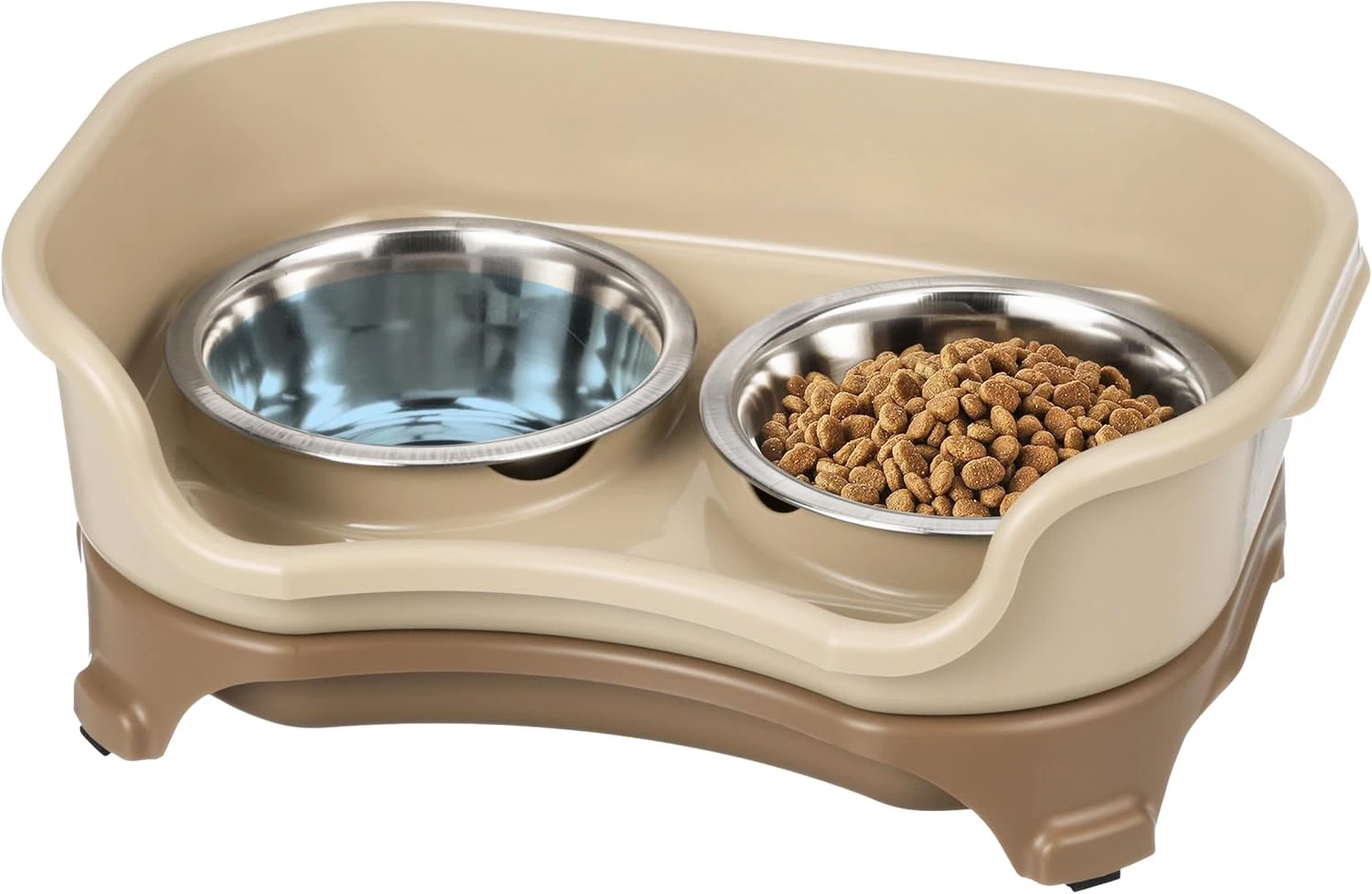 Express Model - Mess-Proof Dog Bowls (Small, Cappuccino) – Made in USA – Elevated, No Spill, Non-Tip, Non-Slip