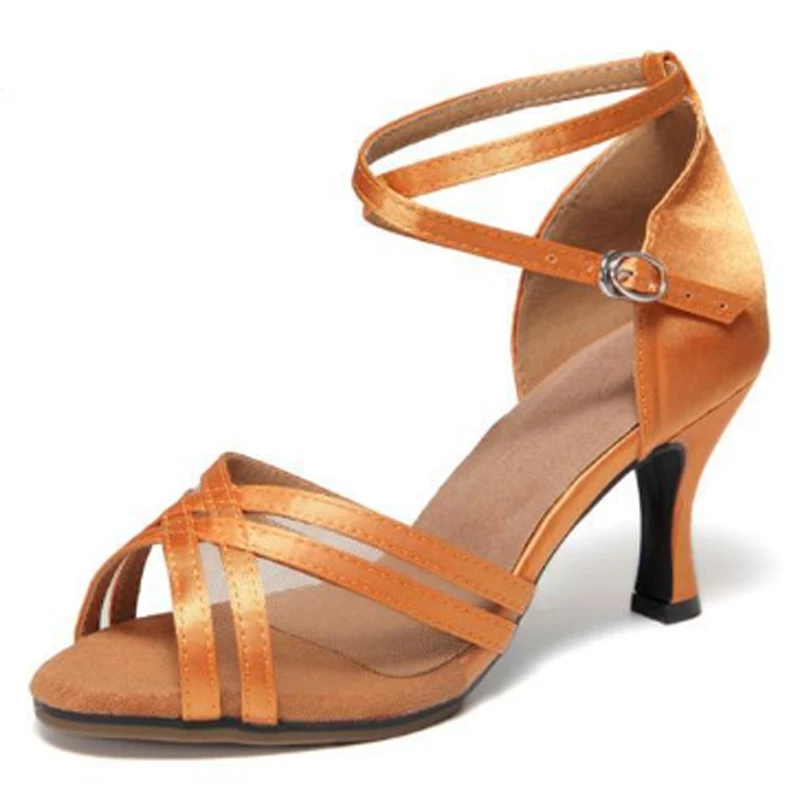 Sommer Neue Latin Schuhe Salsa Tango Ballsaal Partei High Heel frauen Schuhe Haut Ton Bronze Mädchen Sandalen Im Freien Sport schuhe