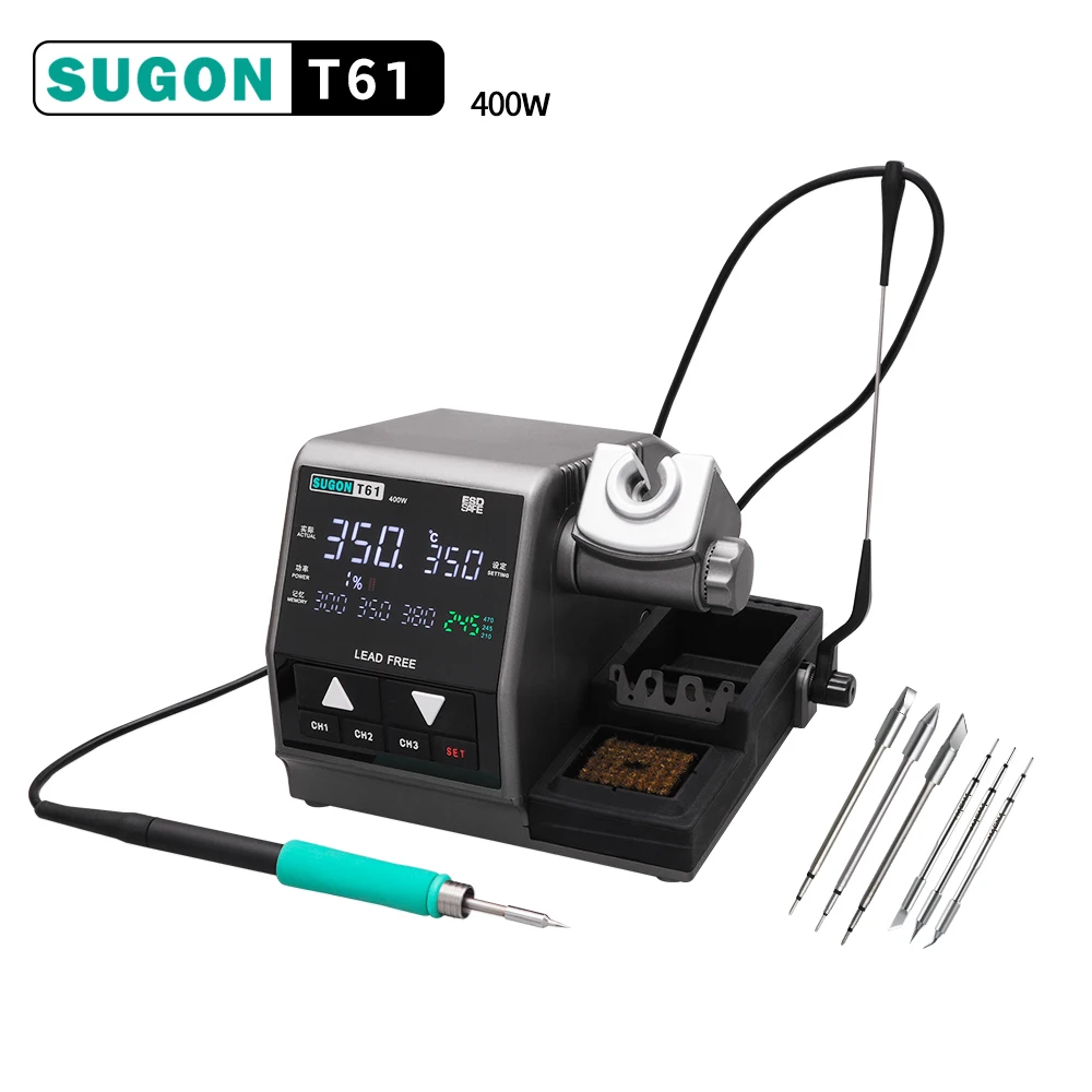 SUGON T61 Soldering Station 400W Welding Rework Station Compatible Soldering Iron Tip C470/245/210 Large Solder joint Tools