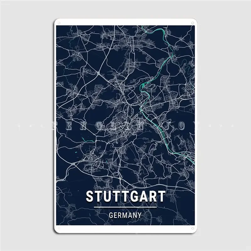 Stuttgart City Map Germany Poster Metal Plaque Wall Mural Home Design Wall Decor Tin Sign Posters