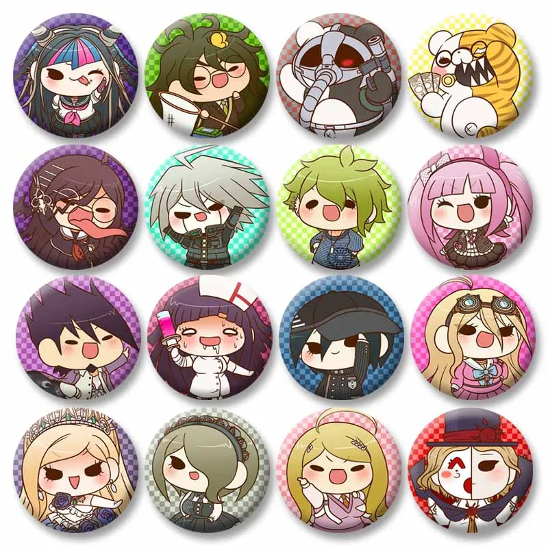 Kawaii Danganronpa Chibi Badges Cartoon Ibuki Mioda Shuichi Saihara Brooches Children Adult Clothing Bag Shirt Decoration Pins