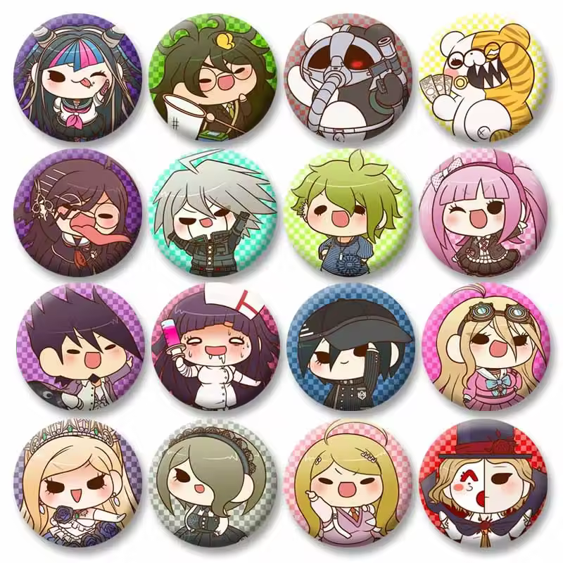 Kawaii Danganronpa Chibi Badges Cartoon Ibuki Mioda Shuichi Saihara Brooches Children Adult Clothing Bag Shirt Decoration Pins