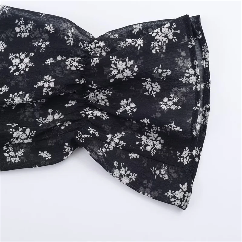 レディースワンピース 2025年秋新作 ブラックプリント 長袖 Vネック レイヤード装飾 ミニワンピース セクシーでファッショナブルなカジュアル