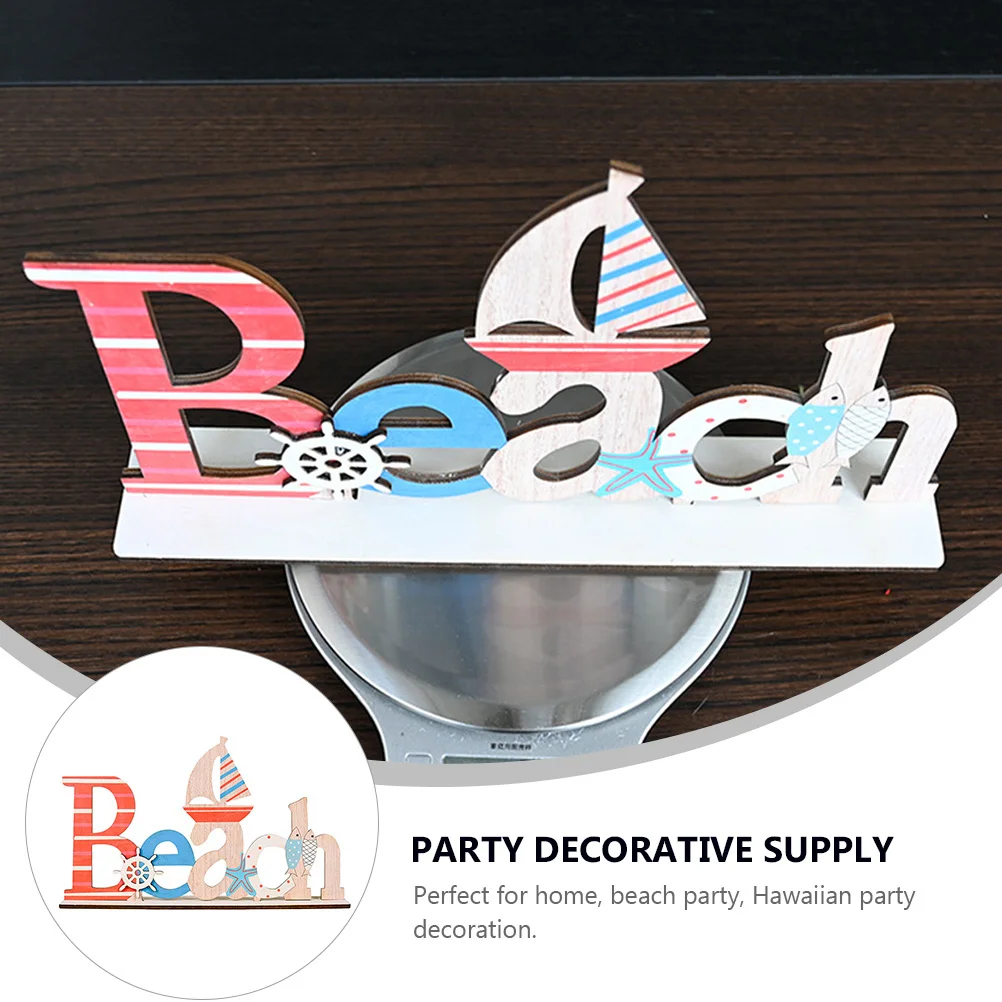 

1Pcs Ocean Wooden Adornments Mediterranean Style Classic Letters Design Home Beach Party Decoration Summer Hawaiian Party Photo