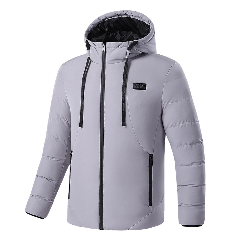 Winter  Intelligent Constant Temperature Men's and Women's CoatsUSBHeating Thickened Solid Color Hooded Thermal Cotton-Padded