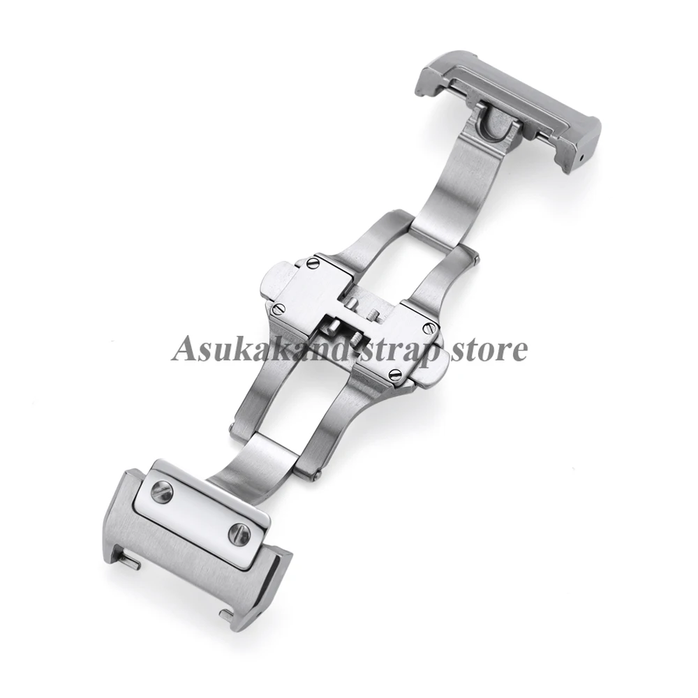 18 mm 21 mm silberne Schnalle für Cartier Santos100-Serie, Knopf aus massivem Edelstahl, Schmetterlingsschnalle, Uhrenschließe, Uhrenzubehör