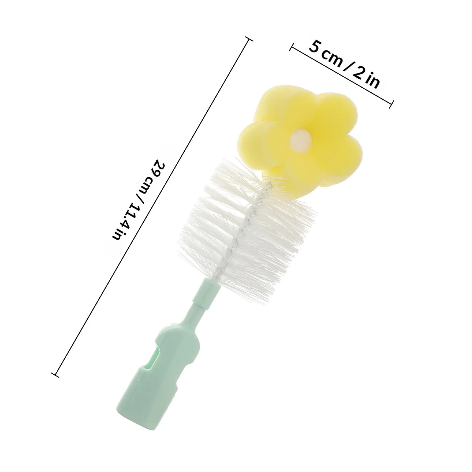 5-in-1 Baby Milk Bottle Cleaning Brush Set Includes 1 Sponge Bottle Brush 2 Detail Brushes 2x15cm Stainless Steel Straw Brushes
