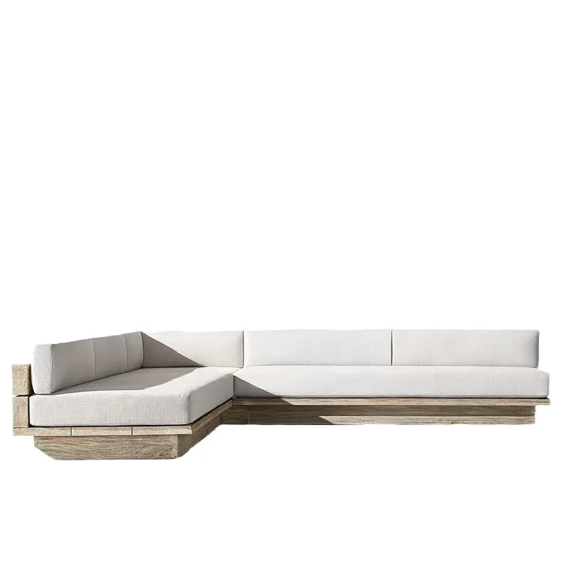 

Customizable outdoor sofa teak leisure open-air waterproof garden sofa coffee table combination