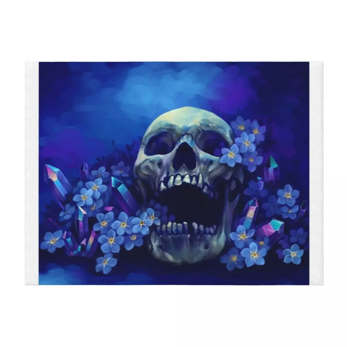 

Skull and Forget-me-nots Throw Blanket Retros Travel Thin Nap Blankets