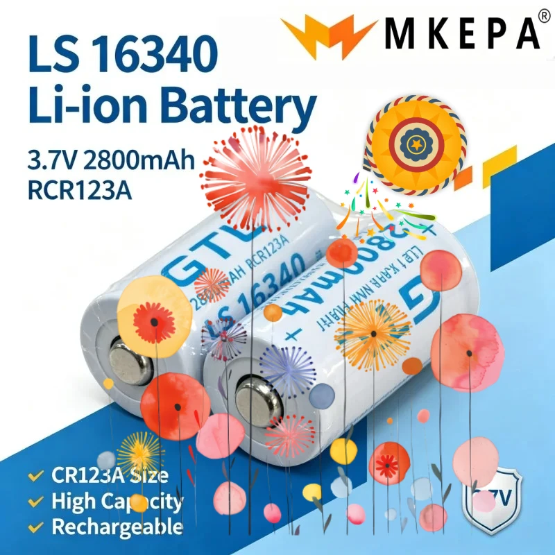 lpega 2.8Ah NEW 3.7V 2800mAh CR123A RCR123 ICR16340 Rechargeable Lithium‑ion Battery For Safety Camera