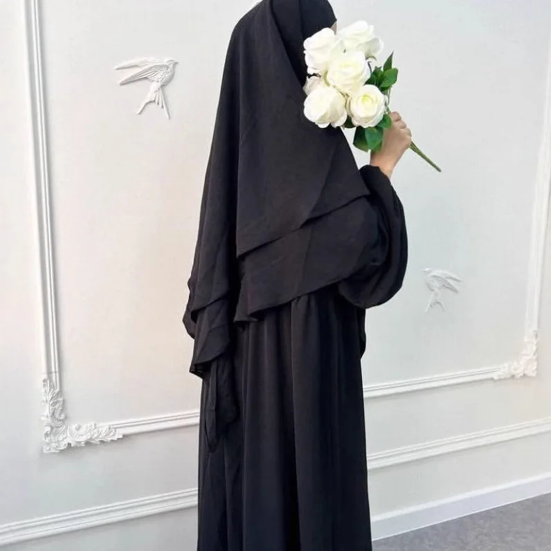 

Комплект химар и абайя: платье-хиджаб из жатой ткани, одежда для молитвы из Дубая и Турции, женская исламская мусульманская джалабия, для Рамадана и Ид, джеллаба, роба, кафтан