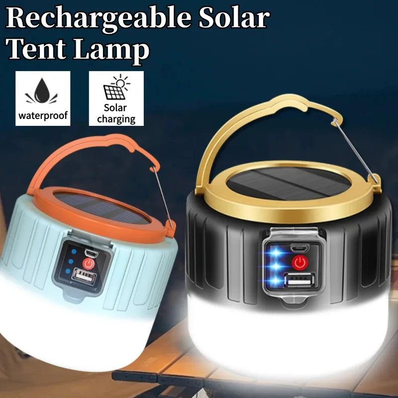 

Rechargeable Solar Tent Lamp Waterproof Portable Lanterns Emergency Lights For BBQ Hiking USB Camping Light Energy Saving Bulb