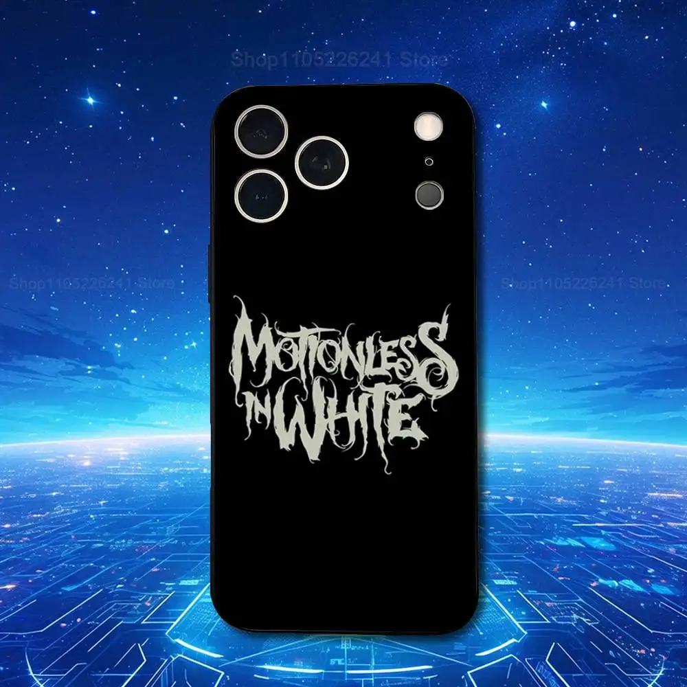 باند M-Motionless باللون الأبيض لهاتف iPhone 13,16,11,14,17,12,15,Plus,Pro Max,XS,X,XR,SE,Mini,8,7,Phone Case Soft Silicone Black