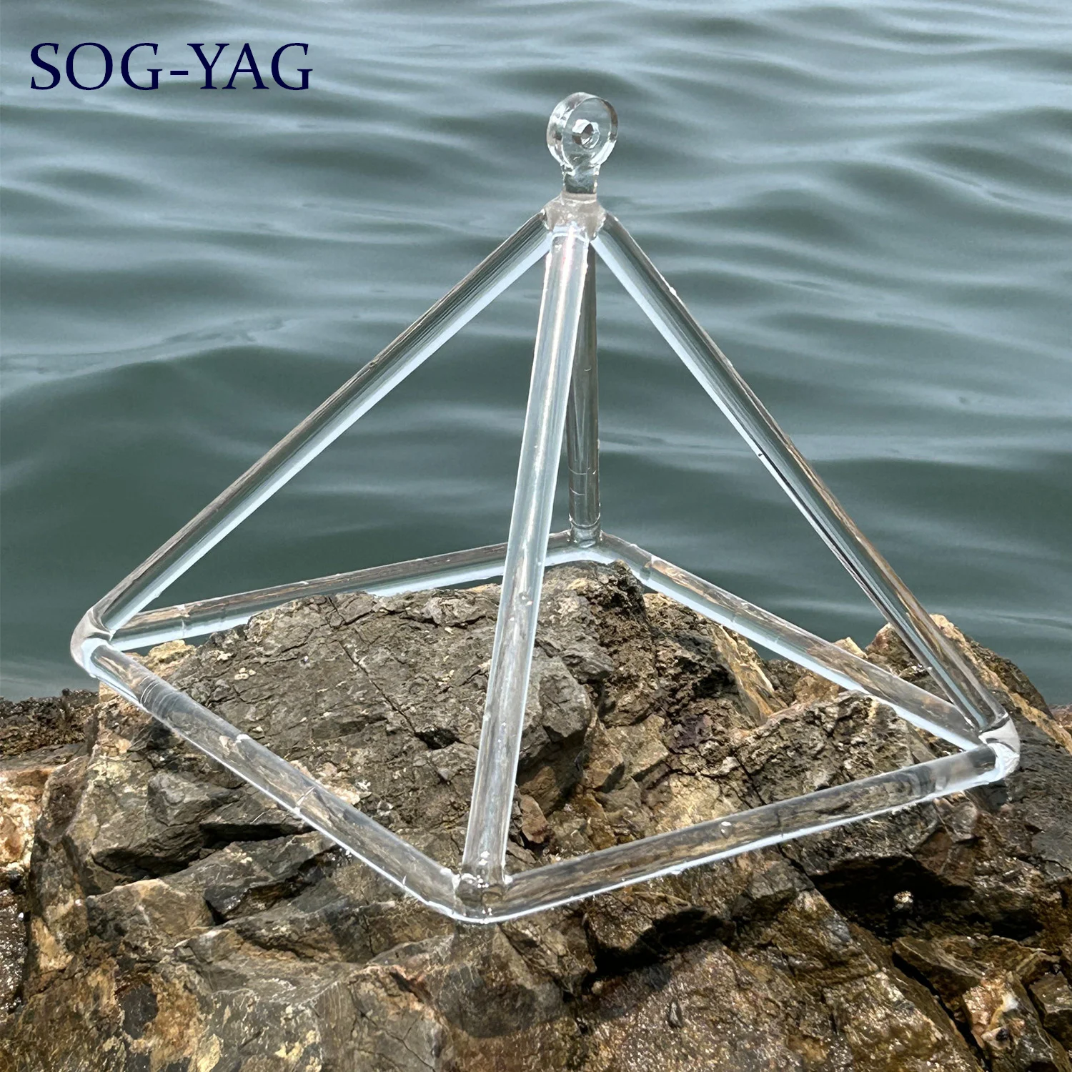 

SOG-YAG 8 Inch Clear Crystal Singing Pyramid Music Instrument for Sound Healing Yoga Releax with Free Mallet