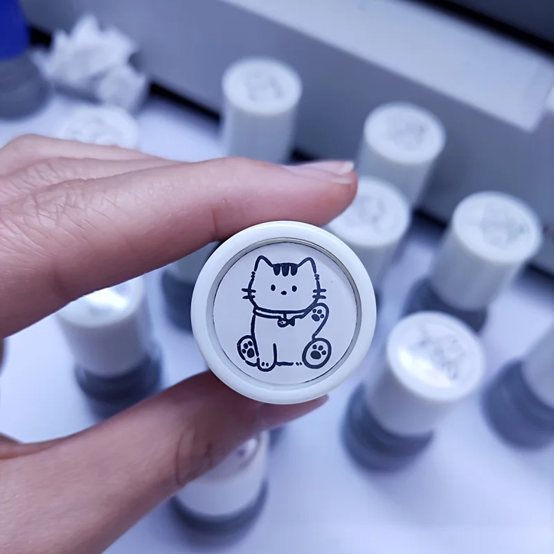 4pcs Cute Cartoon Cat Stamp Set - Fun Cartoon Cat Design Stamps for Crafts and Scrapbooking Decorations,Photosensitive Seal - view 5