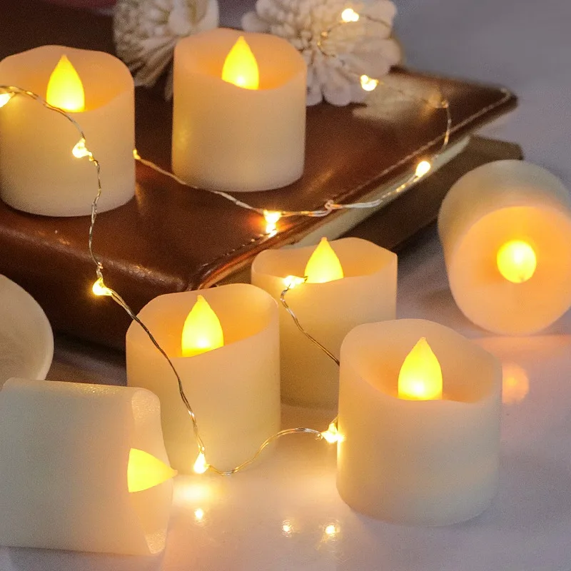 1-6pcs LED Flameless Candle Lights Creative Irregular Wave Wishing Tealights Warm White Candles Halloween Christmas Decoration