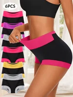 Bragas de mujer, pantalones planos, pantalones de cuatro esquinas, colisión de Color a la moda, cintura alta, barriga doblada en la cadera, algodón cómodo