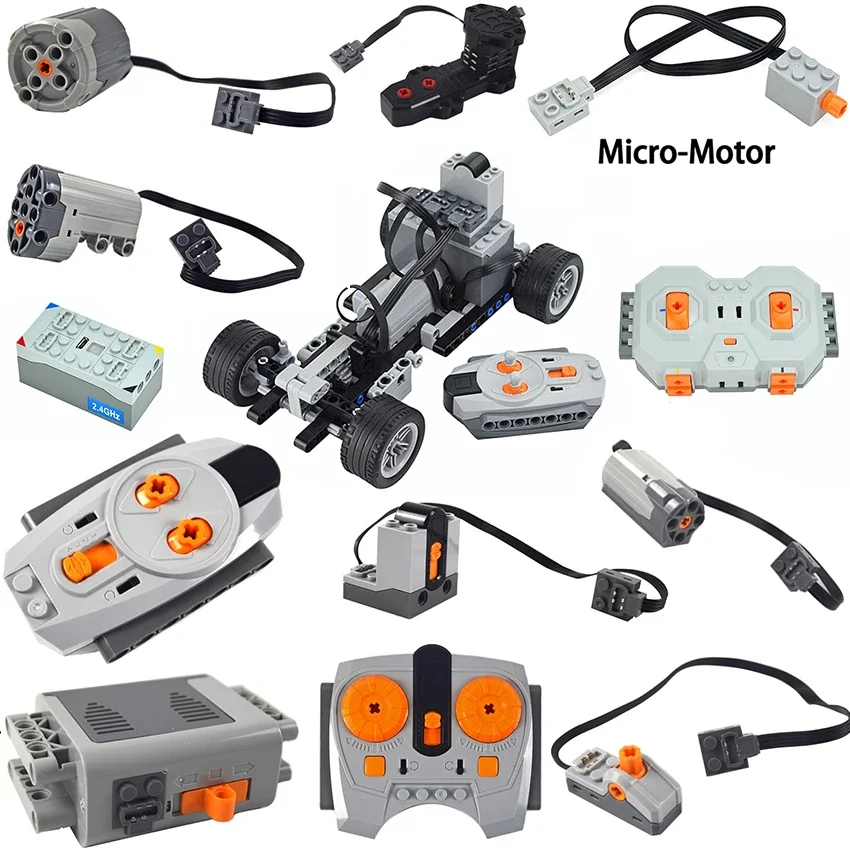 أداة تدريب مؤازرة بوظائف الطاقة بمحرك PF عالي التقنية MOC ، سرعة تبديل المحرك ، جهاز التحكم عن بعد ، أجزاء كتلة جهاز الاستقبال