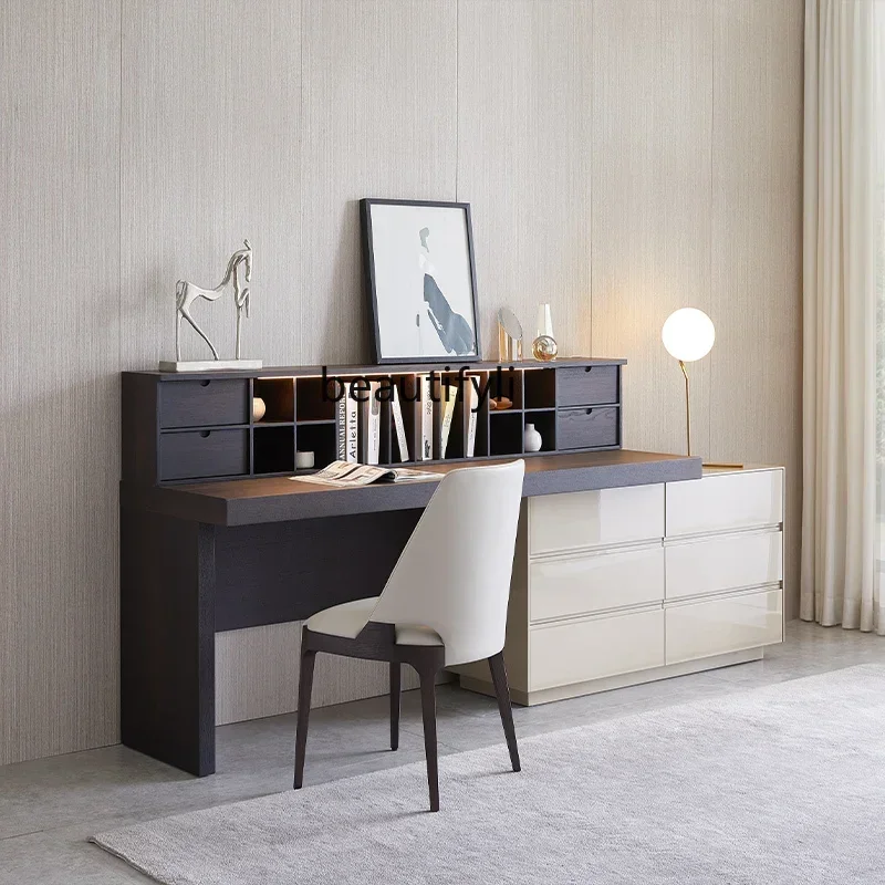 

Italian minimalist desk with bookcase integrated writing desk desk home dresser combination