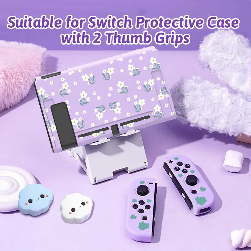 Schutzhülle für Switch NS/OLED-Spielekonsolen, inklusive 2 wolkenförmigen Joystick-Kappen, weiche TPU-Hülle, tragbares Gaming-Zubehör