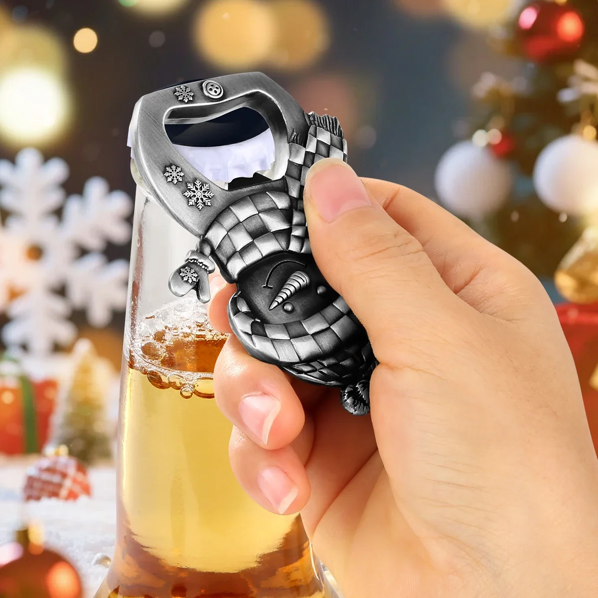 Wholesale 5pcs Retro Metal Snowman Shaped Handle Beer Bottle Openers Unique Christmas Beer Gift Portable Bar Party Opener