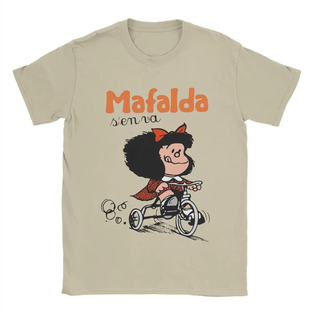 Men Mafalda Quino Go Bicycle T Shirts 100% Cotton Clothes Funny Short Sleeve Round Collar Tees 4XL 5XL 6XL T-Shirt