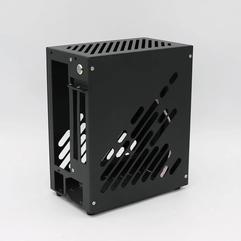 M24ITX Mini Portable Galvanized alloy Side Through A4 Portable Case Small Power Supply Alone Display Case K39 Computer Case