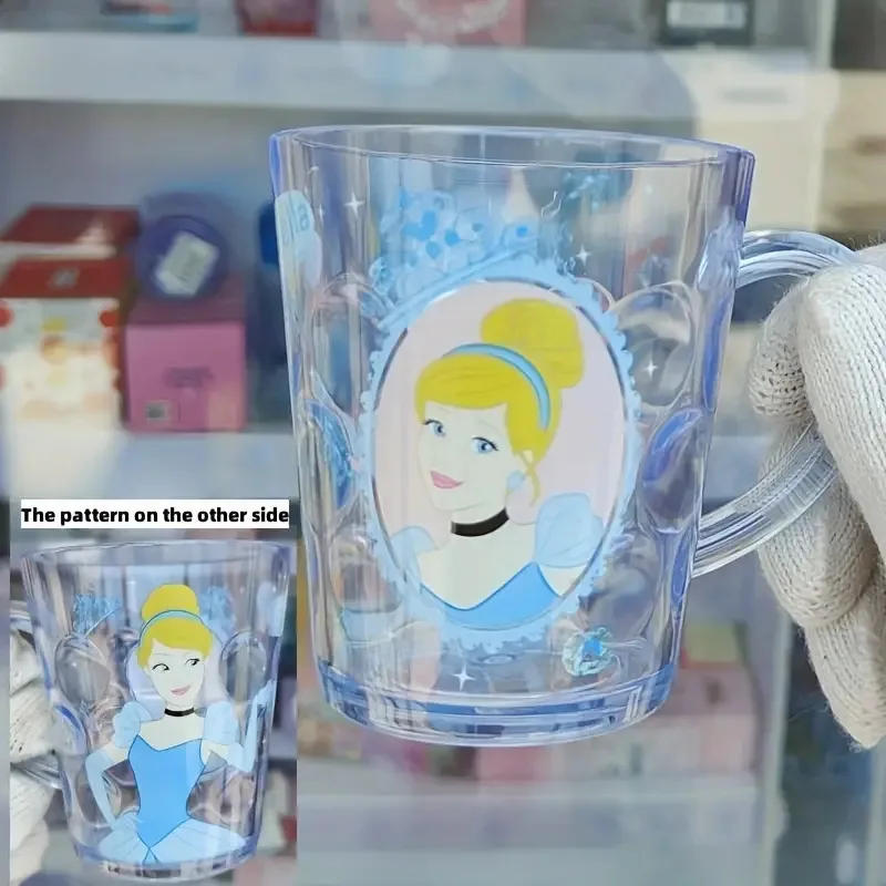 260ml/8.79oz Disney Princess Cinderella Belle Aurora Water Cup Kawaii Transparent Cup Sleeping Beauty Cute Outdoor Portable Cup