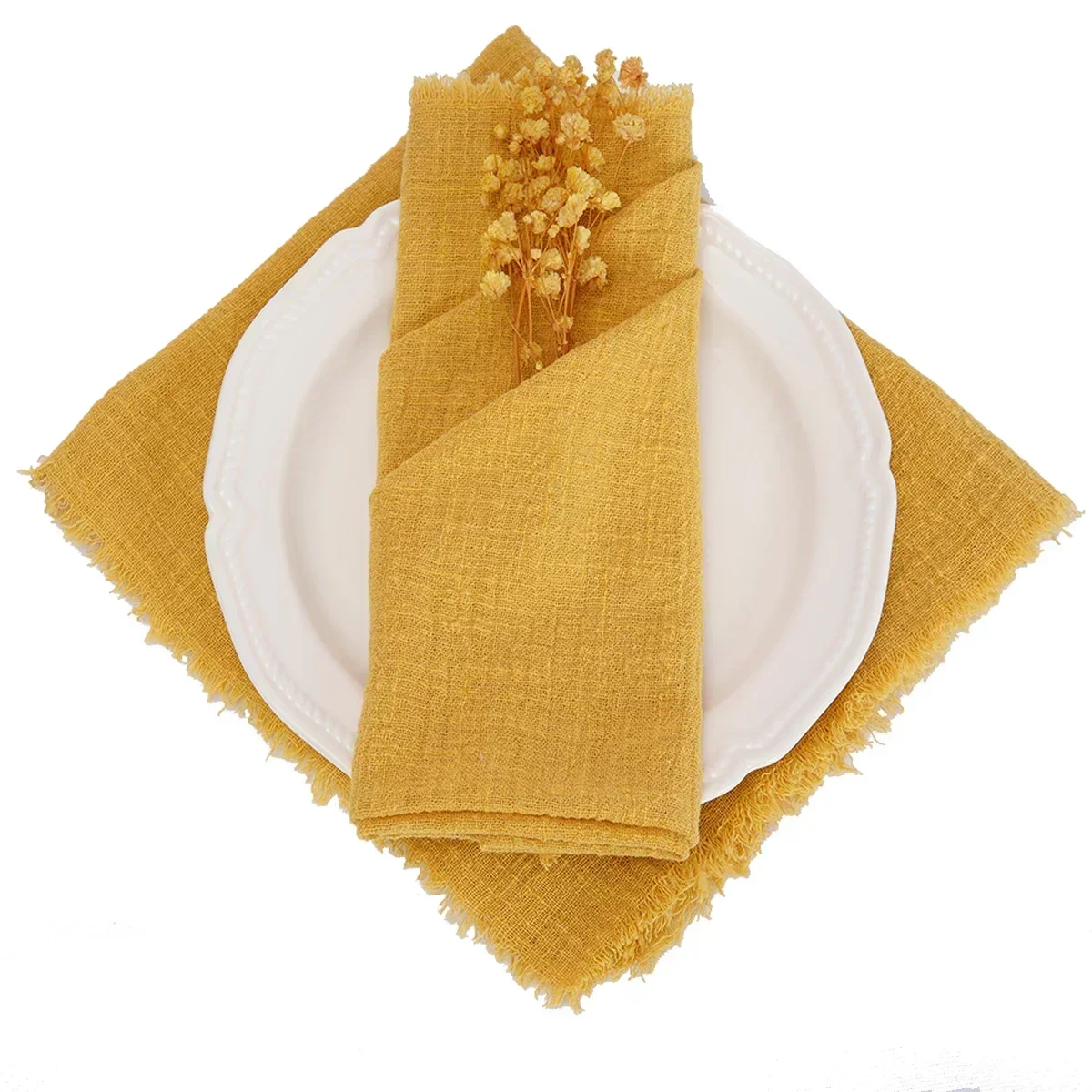 50PCS Retro Gauze Pink Cotton Napkin Wholesale 32x32cm Tea Towel Wedding Party Christmas Table Decor Burrs Napkins