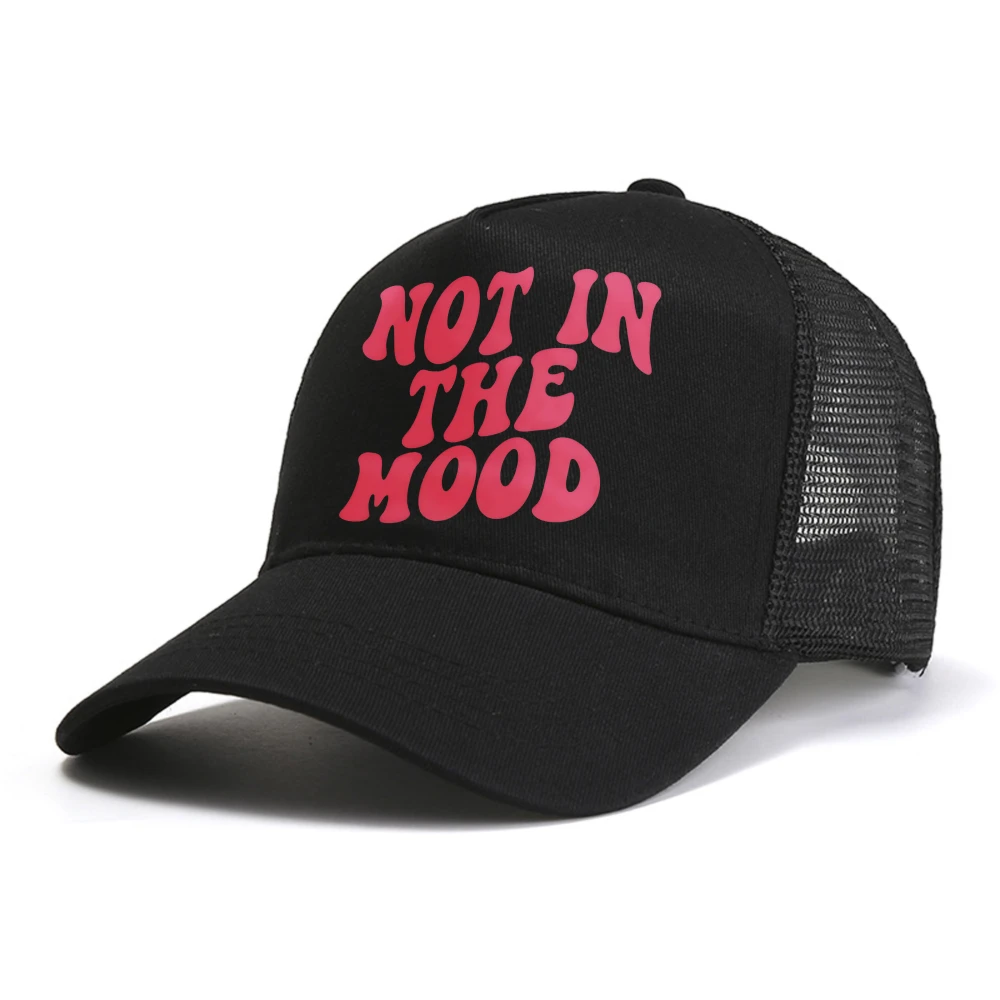 Not In The Mood Pink Letter Print baseball cap Women Summer Breathable Casual sun hat fashion mesh Snapback Caps trucker hats