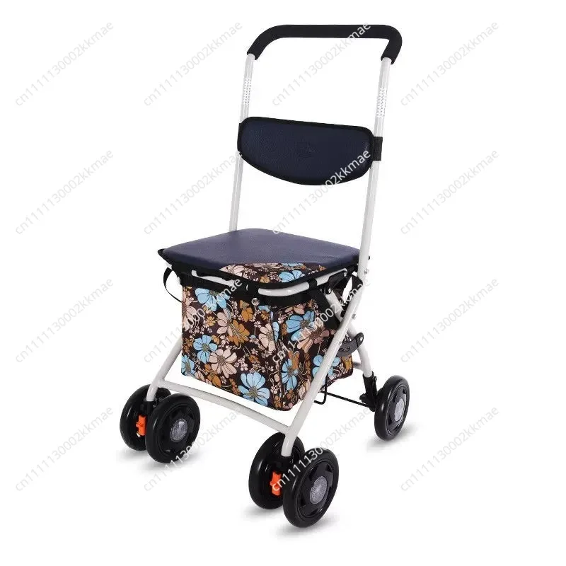The elderly trolley buys food and helps with driving. Portable four-wheeler can sit and fold