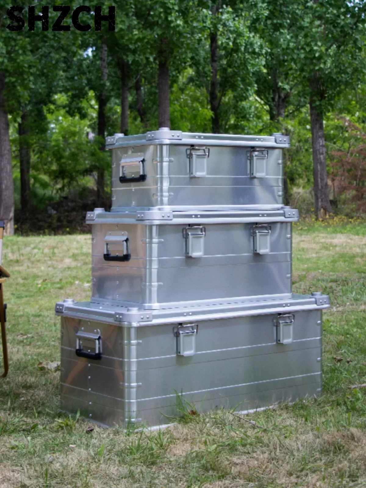 Outdoor Aluminium-Magnesium-Legierung Aufbewahrungsbox Fahrzeug-Kofferraum Camping-Aufbewahrungsbox Metall-Organizer Vielseitig und Langlebig