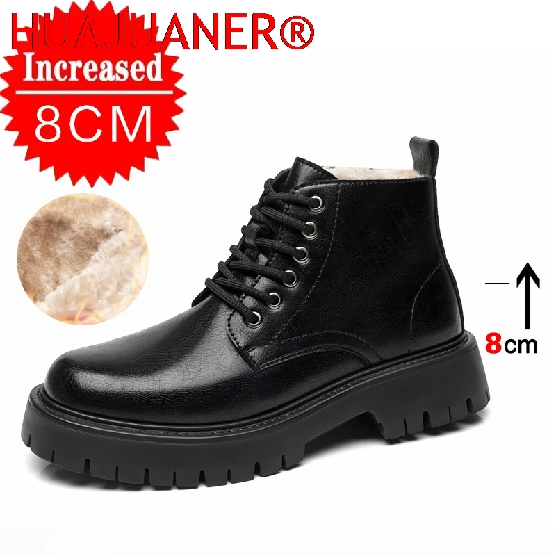 Luxury Men's Casual Leather Boots Fashion Men Outdoor fleece-lined Work Boot Non-slip Thick  Motorcycle Boots Chelsea Boots