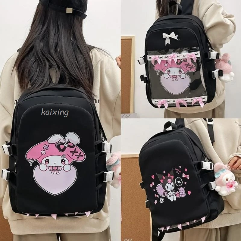 Cute Melody Kuromi Cosplay Backpack Laptop Big School Bags Rucksack Women Men Backbag Travel Daypacks Male Leisure Bags Gift