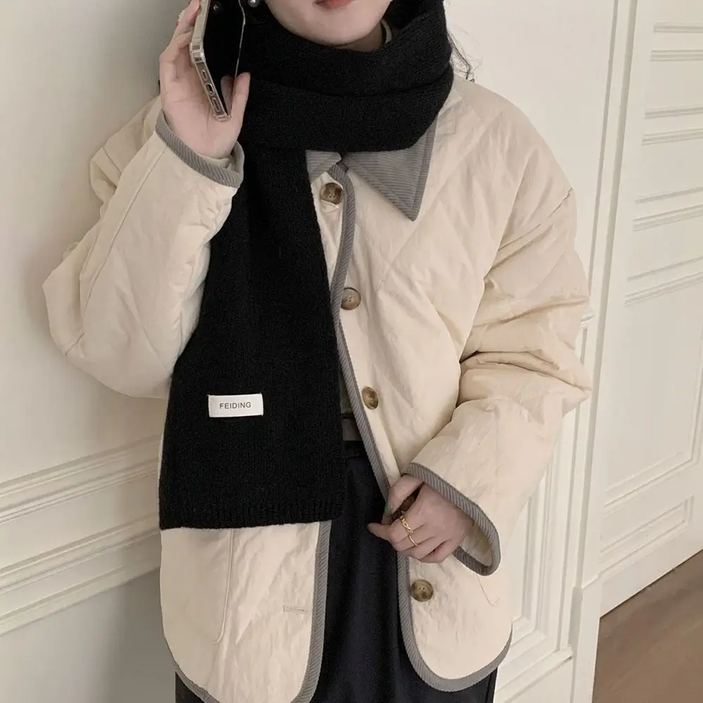 Classic Chic Women Scarf Men Winter Solid Soft Thermal Versatile Korean Couple Muffler Simple Student Knitted Warm Female Shawl