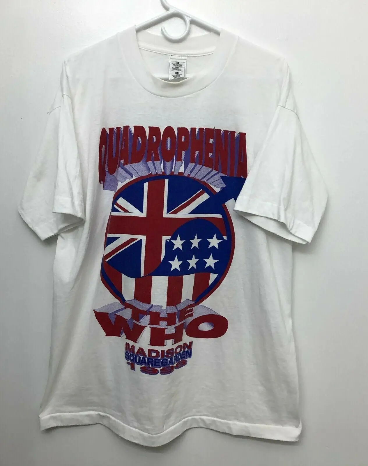 THE WHO 1996 QUADROPHENIA White Madison Square Garden T Shirt XL Pre Owned