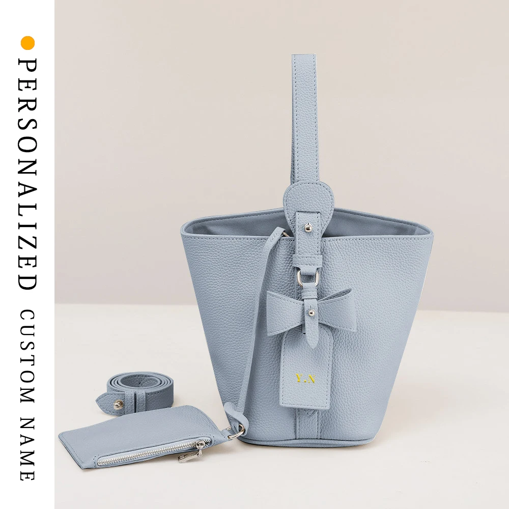 

First layer cowhide bucket bag for women's new summer high-end multi-purpose handbag one-shoulder oblique straddle cowhide bag