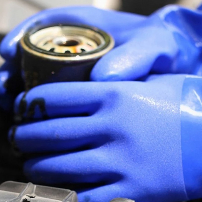 قفازات مطاطية صناعية PVC مضادة للانزلاق وسميكة ومضادة للتآكل ومقاومة للاهتراء ومقاومة للماء وقفازات حماية العمل