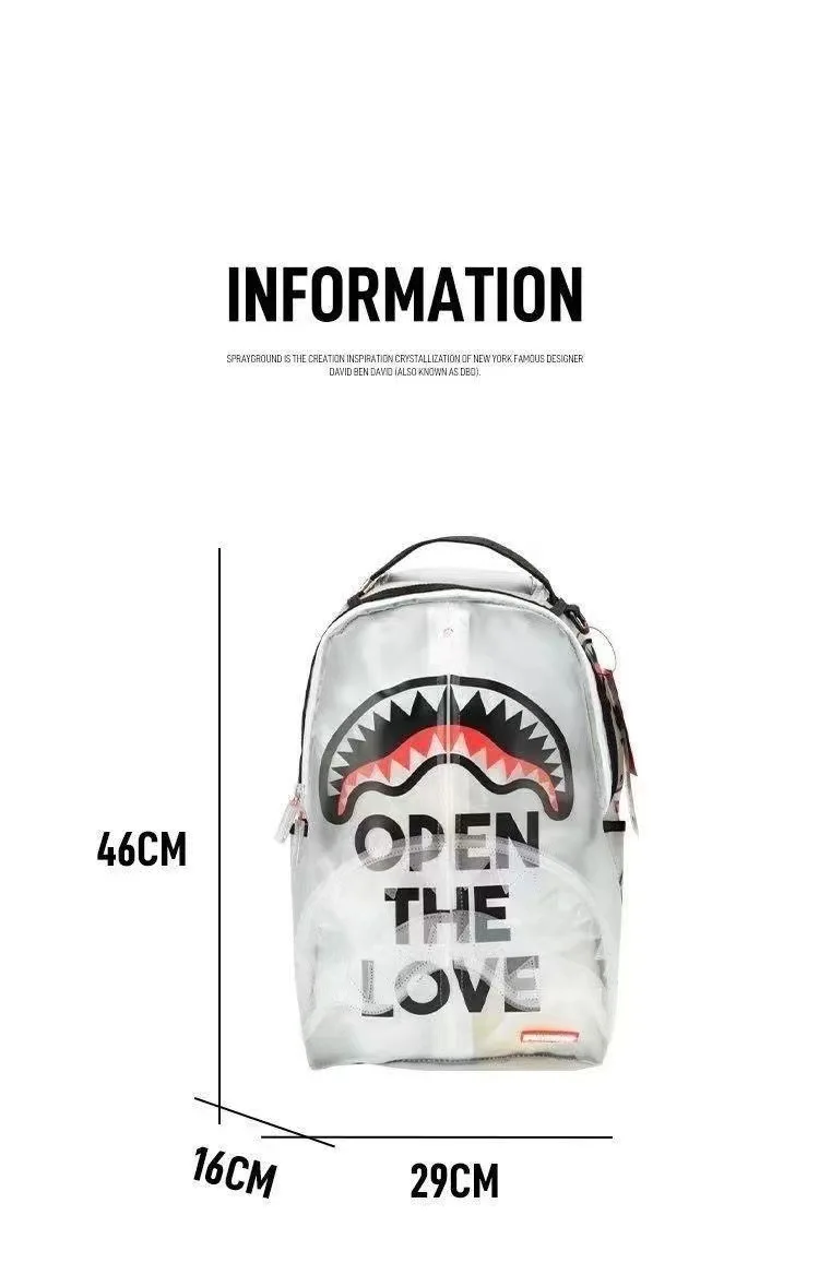 Sports Backpack Sg Spoof Shark Babes Student Transparent Darong Tide Brand Backpack Casual Travel School Bag Gift